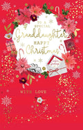 Special Granddaughter Christmas Card Poinsettia Flower Design Lovely Verse