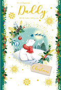Dad Christmas Card Cute Polar Bear Snowglobe 9" x 6" Lovely Verse