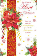 Christmas Card To Special Aunt Large Poinsettia Cinnamon 15x23cm