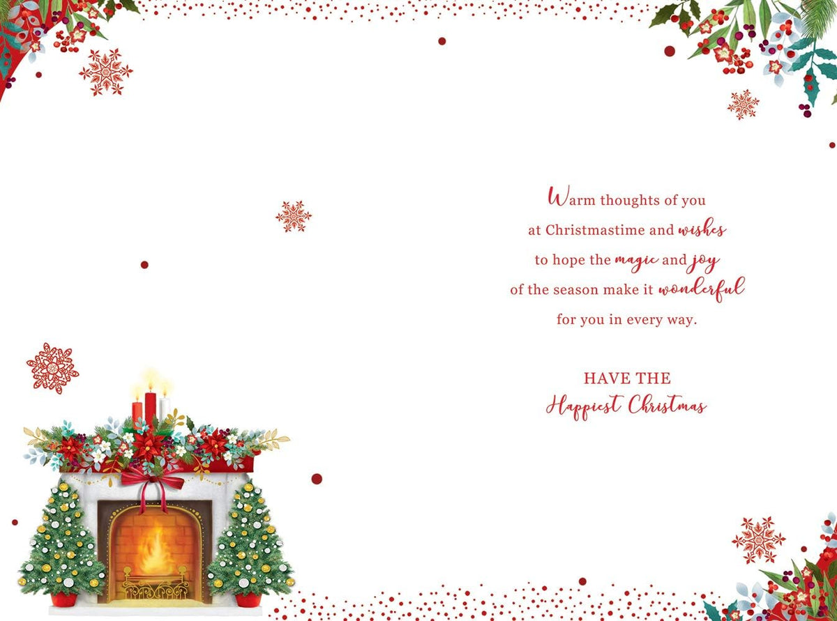 Special Nan Christmas Card Open Fire Mantle Piece Design Lovely Verse