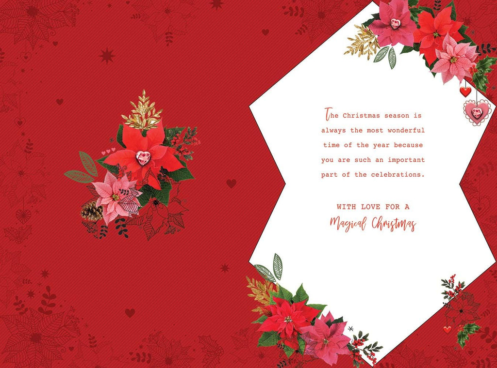 Aunt Christmas Card Poinsettia Flower Design Lovely Verse
