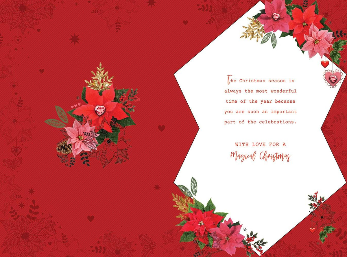Aunt Christmas Card Poinsettia Flower Design Lovely Verse