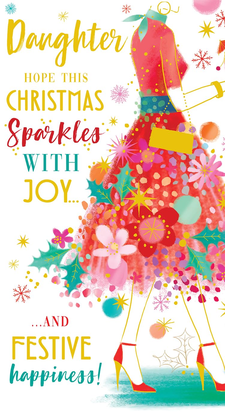 Daughter Christmas Card Sparkles With Joy Dress Bag Shoes 9" x 5"