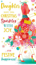 Daughter Christmas Card Sparkles With Joy Dress Bag Shoes 9" x 5"