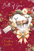 Christmas Card To Both Of You Large Deer Wreath Festive Wishes 15x23cm