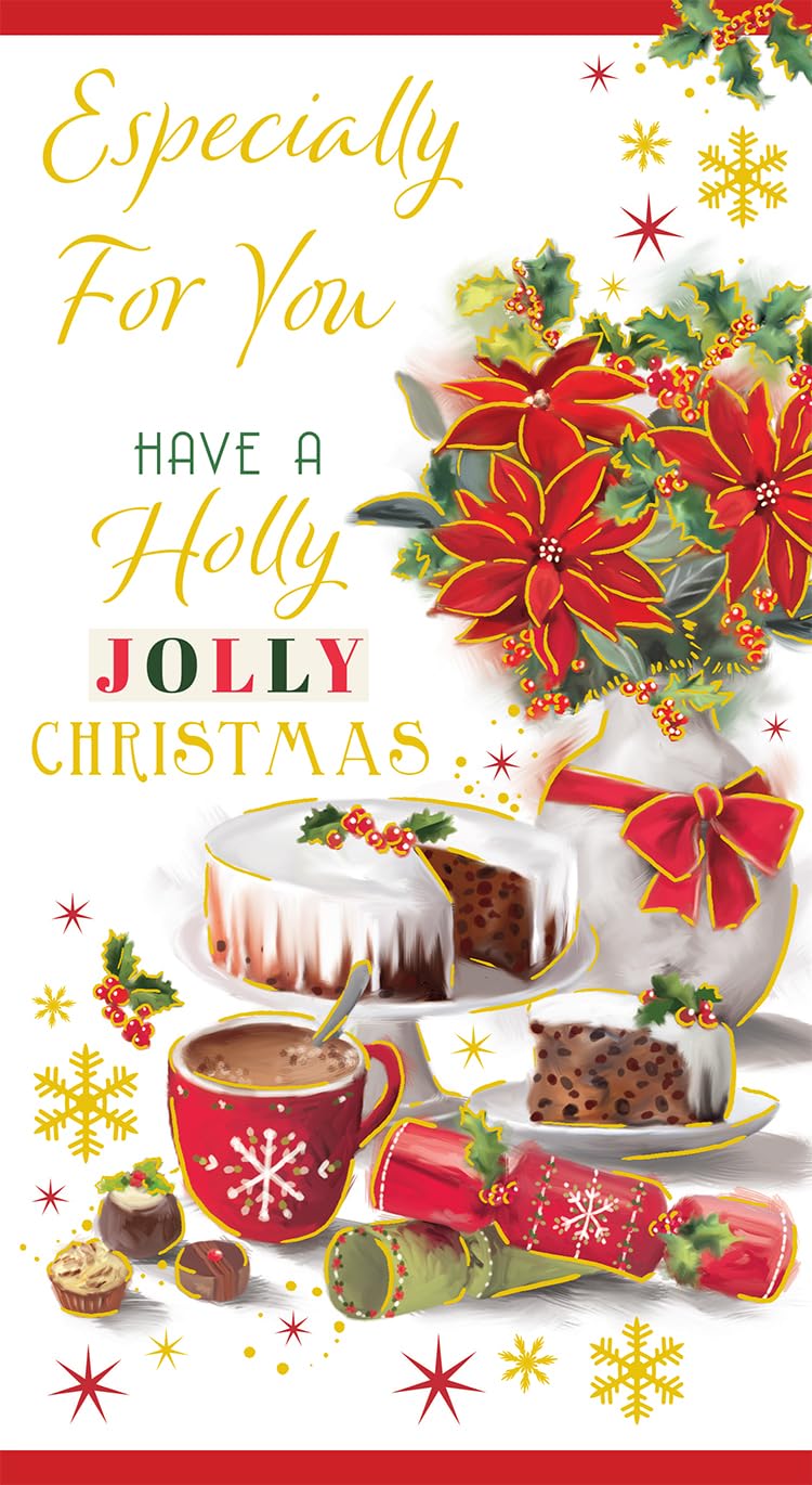 Open Christmas Card Have A Holly Jolly Christmas 9" x 5"