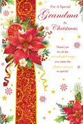 Christmas Card To Special Grandma Large Poinsettia Cinnamon 15x23cm