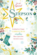Christmas Card Special Stepson Large Stocking Festive Wishes 15x23cm