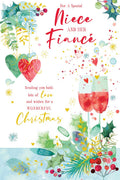 Christmas Card Special Niece & Fiance Large Heart Glasses 15x23cm