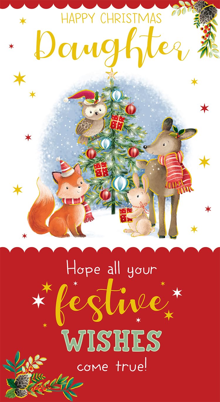 Daughter Christmas Card Hope All Your Festive Wishes Come True 9" x 5"
