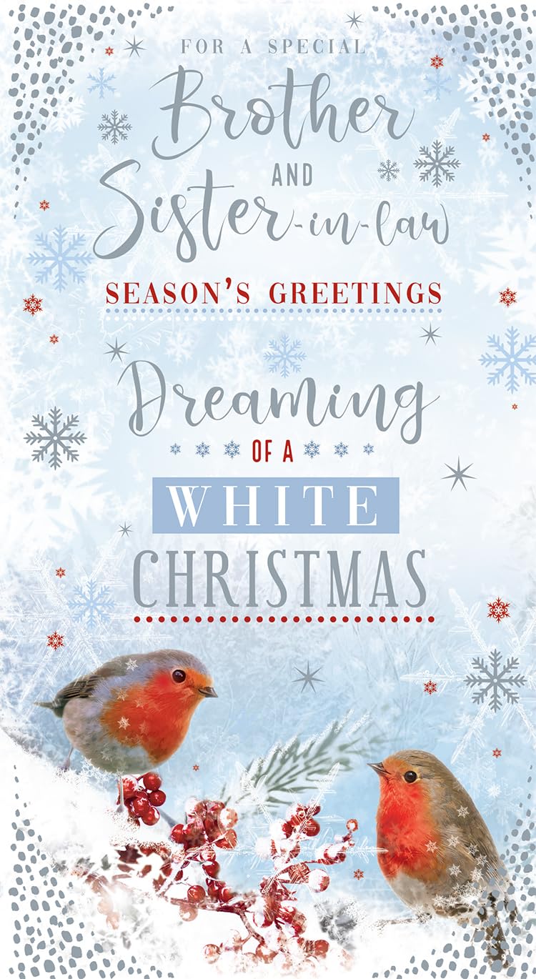 Brother & Sister In Law Christmas Card Dreaming Of A White Christmas 9" x 5"