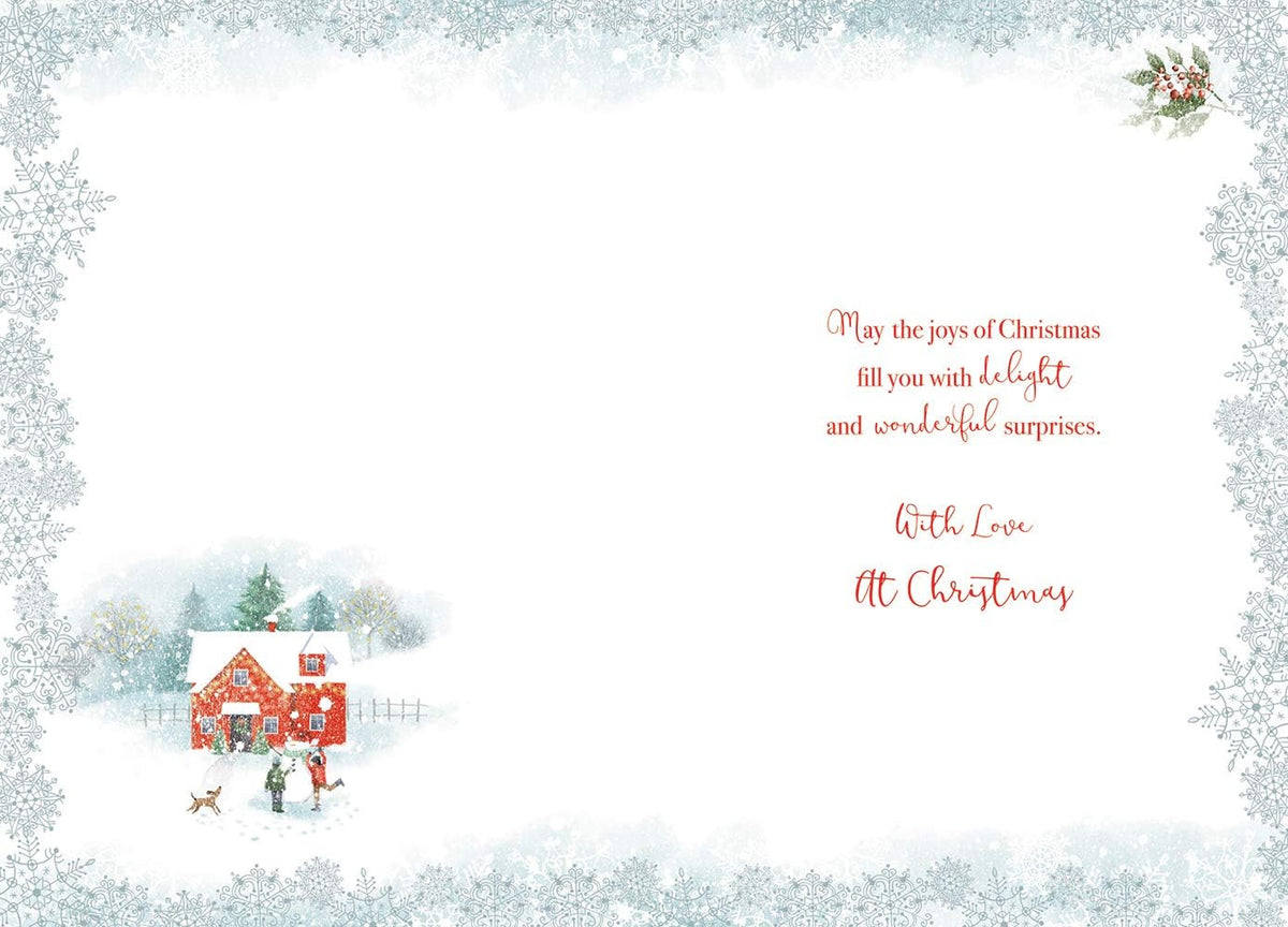 Grandma & Grandad Christmas Card Children & Cottage Design Lovely Verse