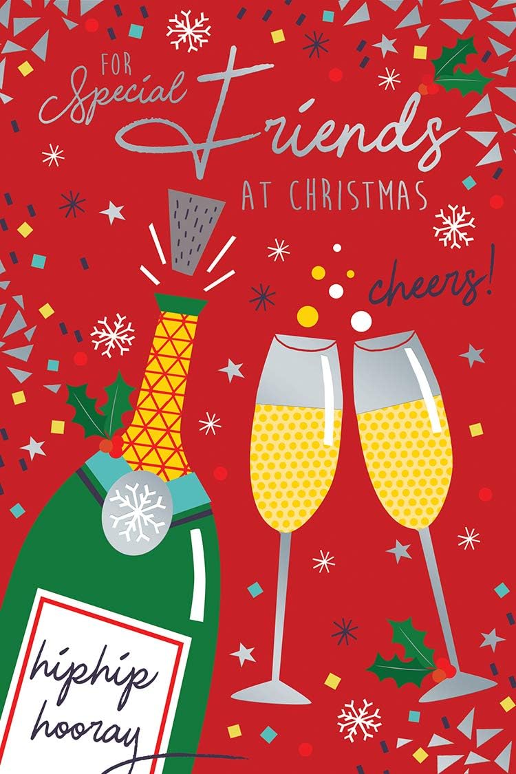 For Special Friends Champagne & Flutes Design Christmas Card Lovely Verse
