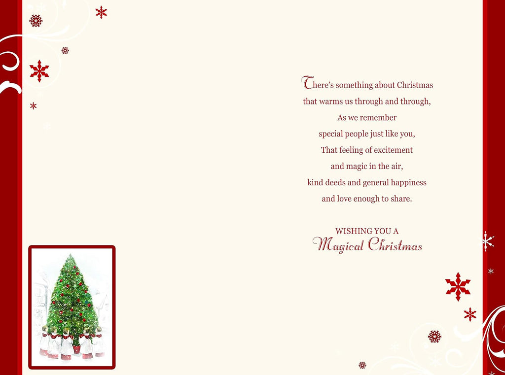 To All The Family Christmas Card Tree Bauble Choir Singing Design Lovely Verse