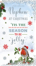 Nephew Christmas Card 'Tis The Season To Be Jolly 9" x 5"