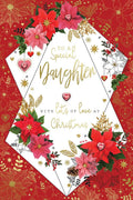 Special Daughter Christmas Card Poinsettia Flower Design Lovely Verse