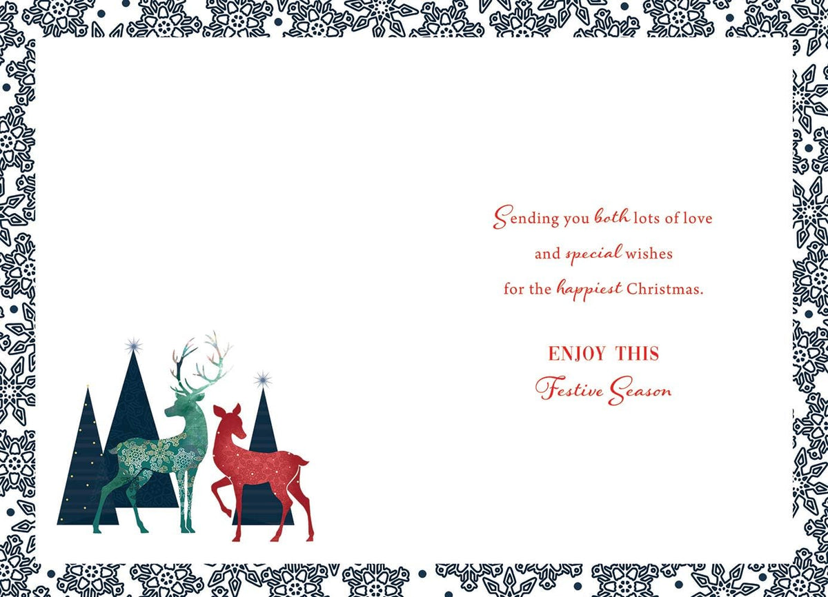 Nan & Grandad Christmas Card Stag & Doe Deer Design Lovely Verse