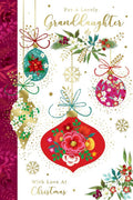 Granddaughter Christmas Card With Love Baubles Design  Lovely Verse