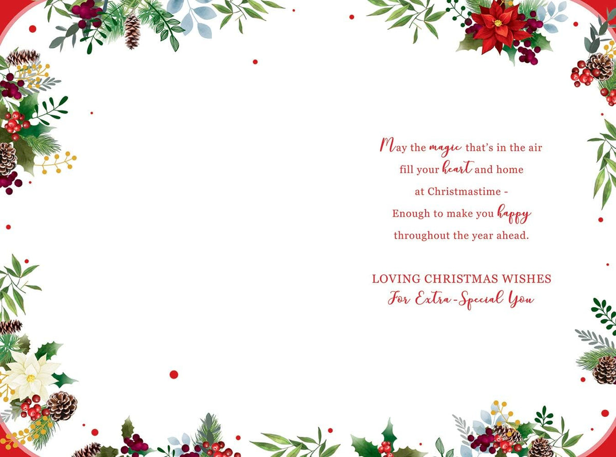 Lovely Granny Christmas Card Flowers Pine Cones Wreath Design Lovely Verse