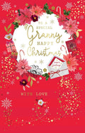 Special Granny Christmas Card Poinsettia Flower & Gift Design Lovely Verse