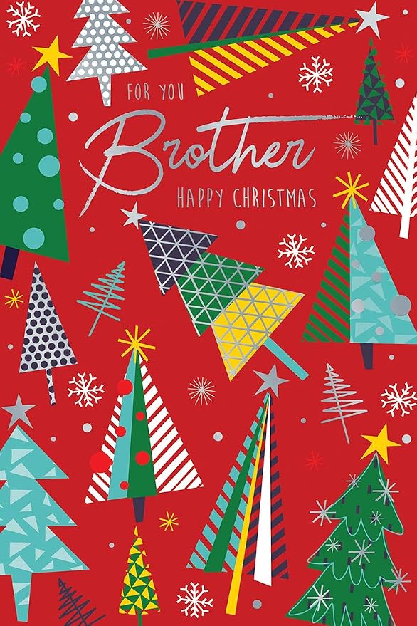 Brother Christmas Card Chrsitmas Tree Shapes Design Lovely Verse