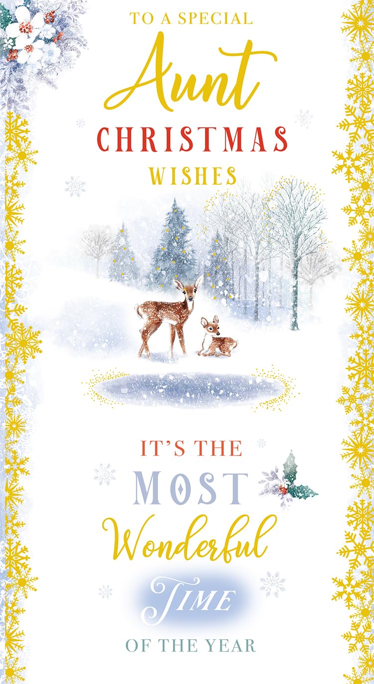 Aunt Christmas Card It's The Most Wonderful Time of The Year 9" x 5"