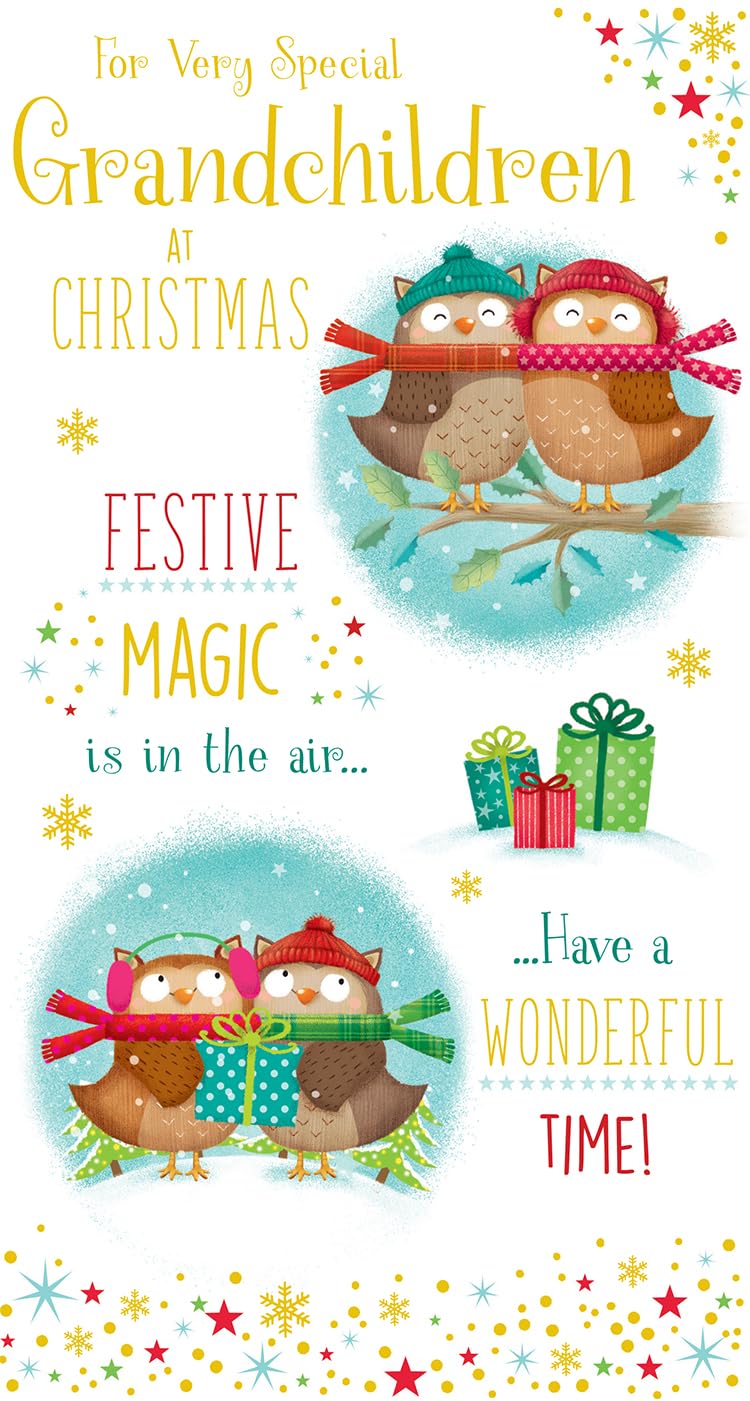 Grandchildren Christmas Card Festive Magic Is In The Air Have A Wonderful Time