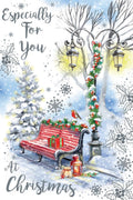 Open Christmas Card Especailly For You Bench Robin 7.5" x 5" Lovely Verse