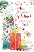 Christmas Card Special Son & Partner Large Presents Holly 15x23cm