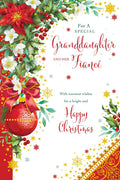 Christmas Card Special Granddaughter & FiancÃ© Large Bauble 15x23cm