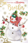 Brother Christmas Card Snowman Bauble Robin & Holly Design Lovely Verse