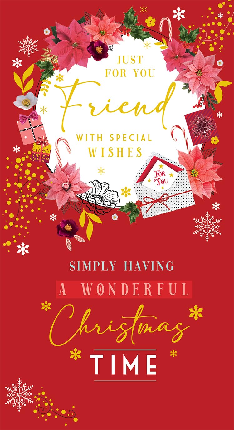Friend Christmas Card Simply Having A Wonderful Christmas Time 9" x 5"