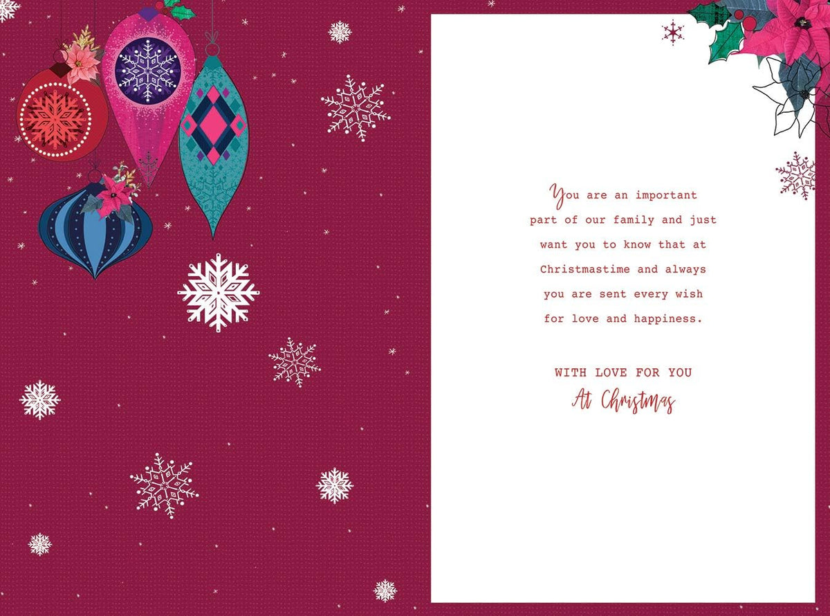 Sister Christmas Card Shaped Baubles Design Lovely Verse