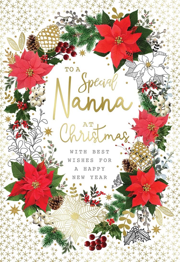 Special Nanna Christmas Card Poinsettia Flower Design Lovely Verse