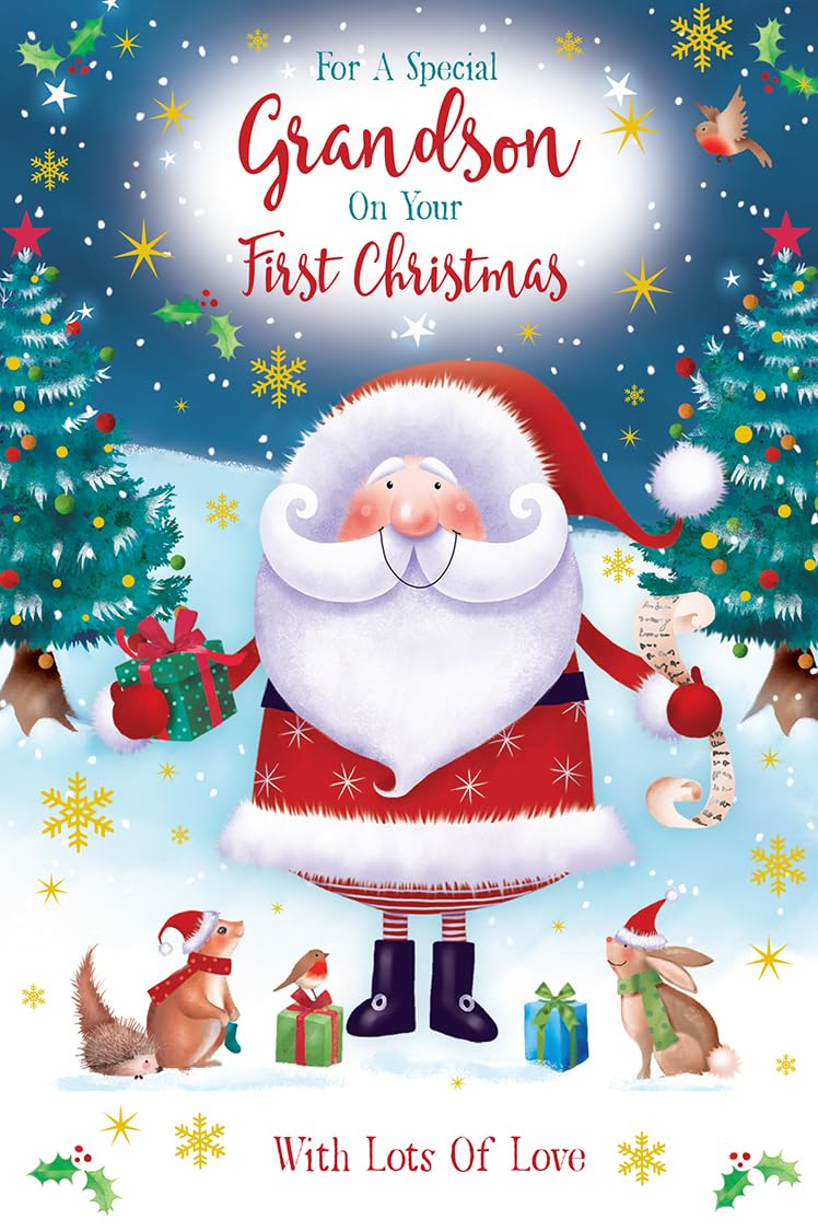 1st Christmas Card Special Grandson 1st Christmas Large Santa 15x23cm