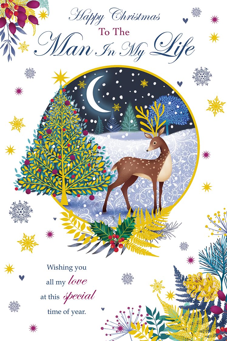 Christmas Card Man In My Life Large Cute Deer Snow Scene 15x23cm