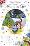 Christmas Card Man In My Life Large Cute Deer Snow Scene 15x23cm