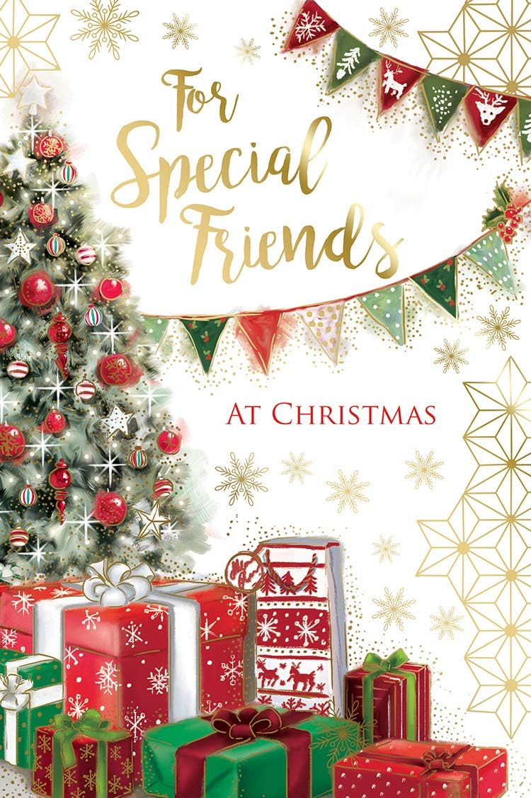 Special Friends Christmas Card Presents & Tree Design Lovely Verse