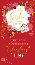 Sister Christmas Card Simply Having A Wonderful Christmas Time 9" x 5"