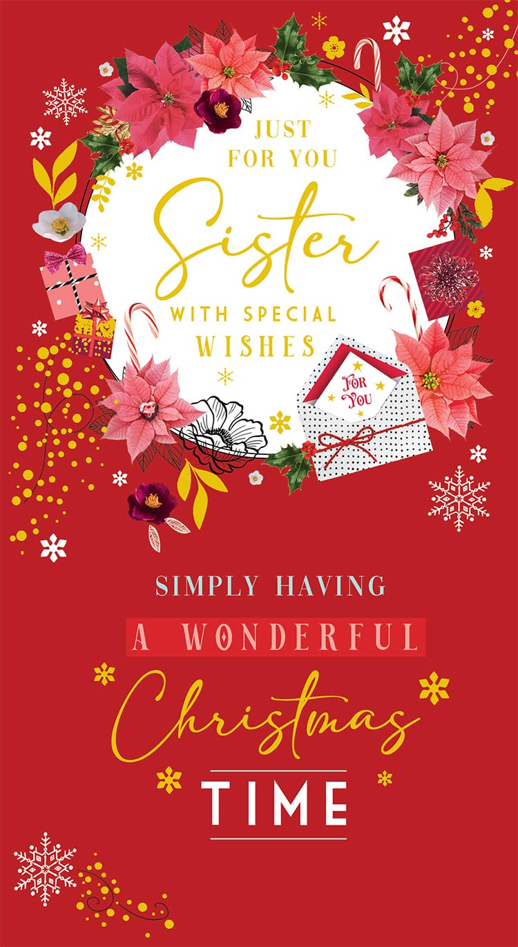 Sister Christmas Card Simply Having A Wonderful Christmas Time 9" x 5"