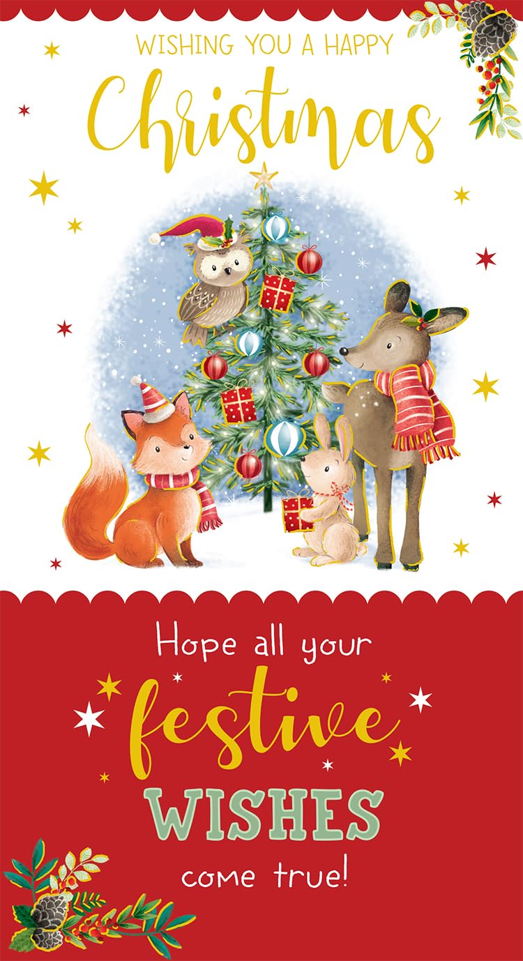 Open Christmas Card Hope All Your Festive Wishes Come True! 9" x 5"