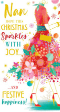Nan Christmas Card Sparkles With Joy Dress Bag Shoes 9" x 5"