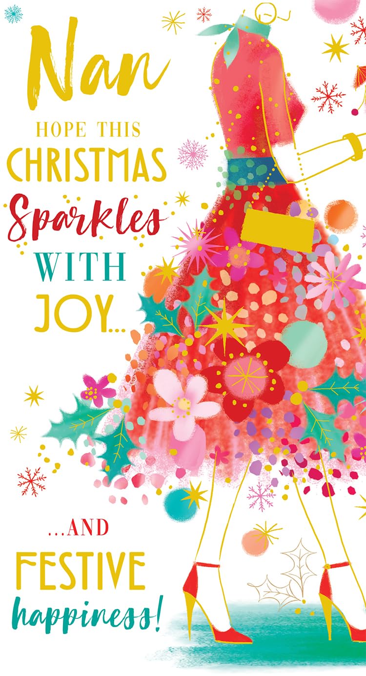 Nan Christmas Card Sparkles With Joy Dress Bag Shoes 9" x 5"
