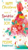 Open Christmas Card Hope It Sparkles With Joy And Festive Happiness! 9" x 5"