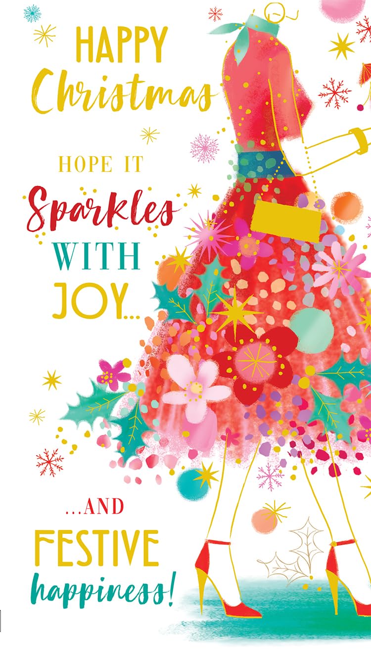 Open Christmas Card Hope It Sparkles With Joy And Festive Happiness! 9" x 5"