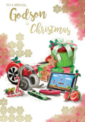 Special Godson Christmas Card Gaming Headphones Design Lovely Verse