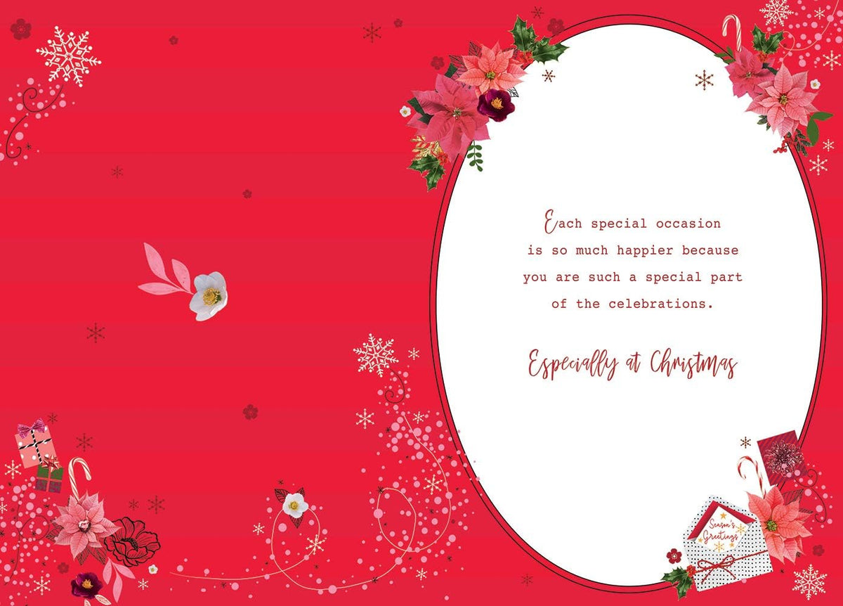 Special Granddaughter Christmas Card Poinsettia Flower Design Lovely Verse