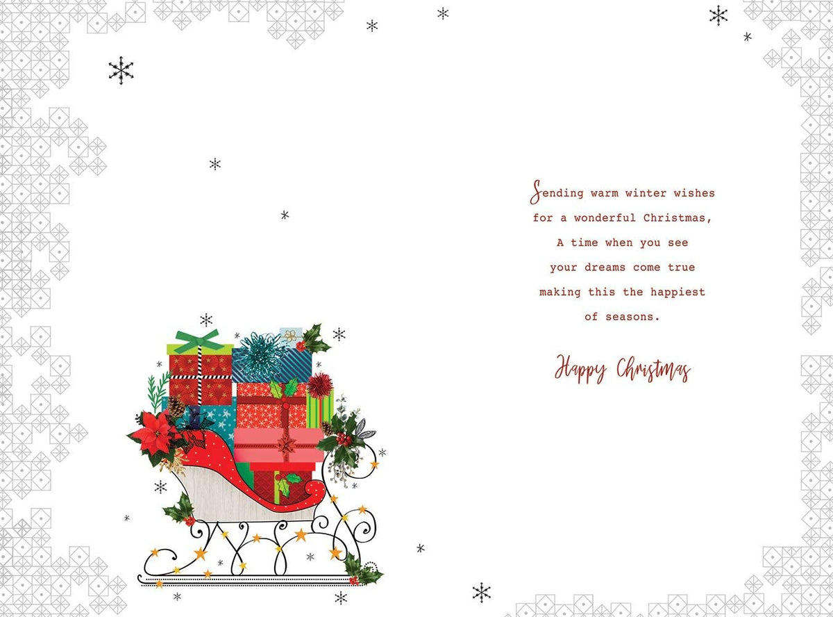 Both Of You Christmas Card Sleigh Full Of Gifts Design Lovely Verse