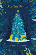 To All The Family Christmas Card Tree Rabbit Squirrel Deer 9" x 6" Lovely Verse