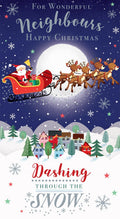 Wonderful Neighbours Christmas Card Dashing Through The Snow 9" x 5"